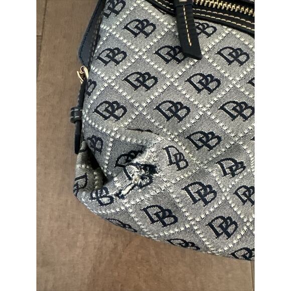 Dooney & Bourke Black Leather Gray Monogram Jacquard Should Bag Handbag - Picture 4 of 7